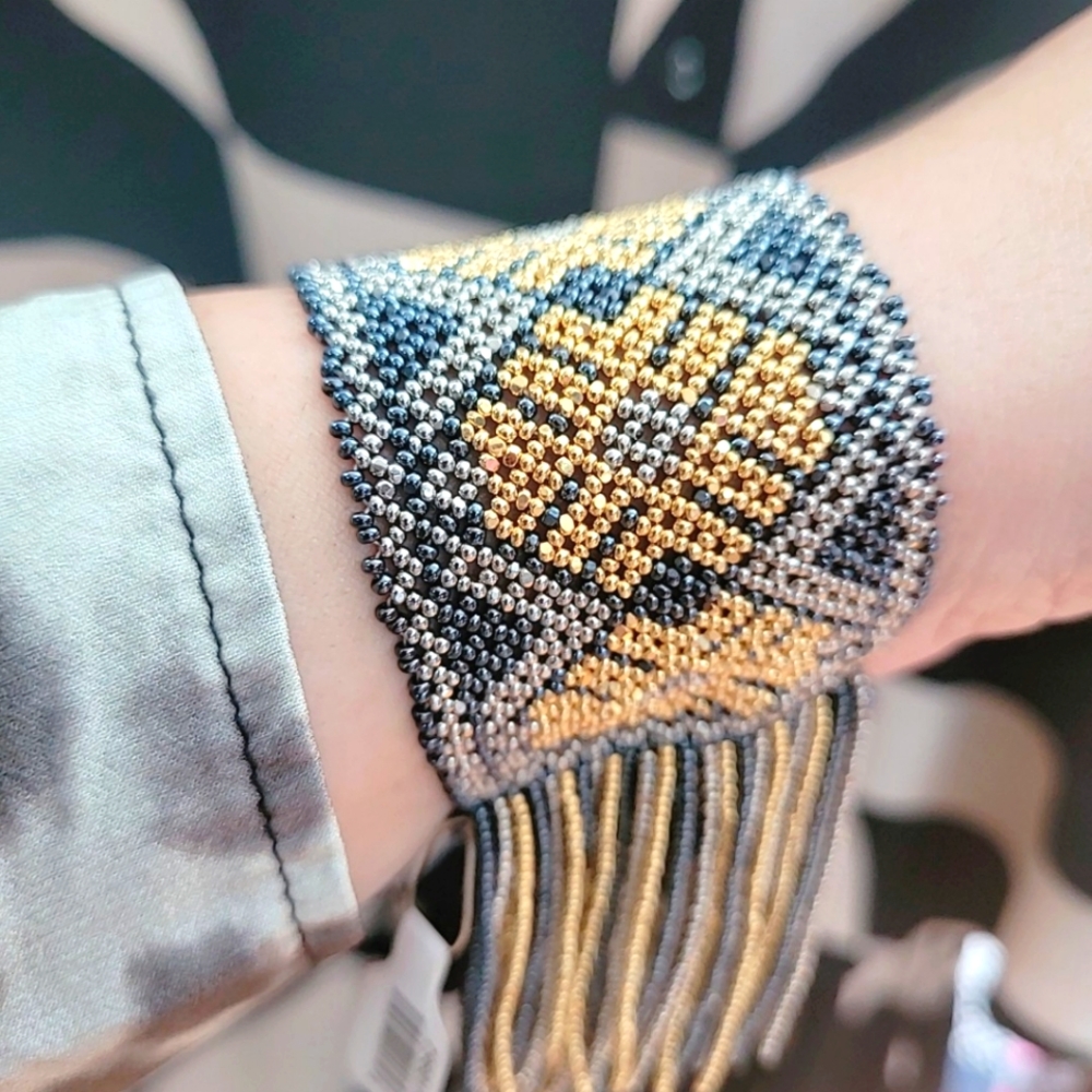 Fringe Bracelet Gold Gray Platinum